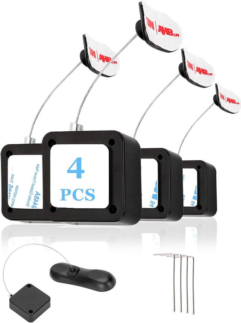 Fancat 4Pack Remote Control Tether, 6.5 Ft Remote Control Leash, Retractable Safety Lock with Adjustable Lock Strap for TV Remotes, Game Controllers, and Tablets - Perfect for Showrooms - Image 1